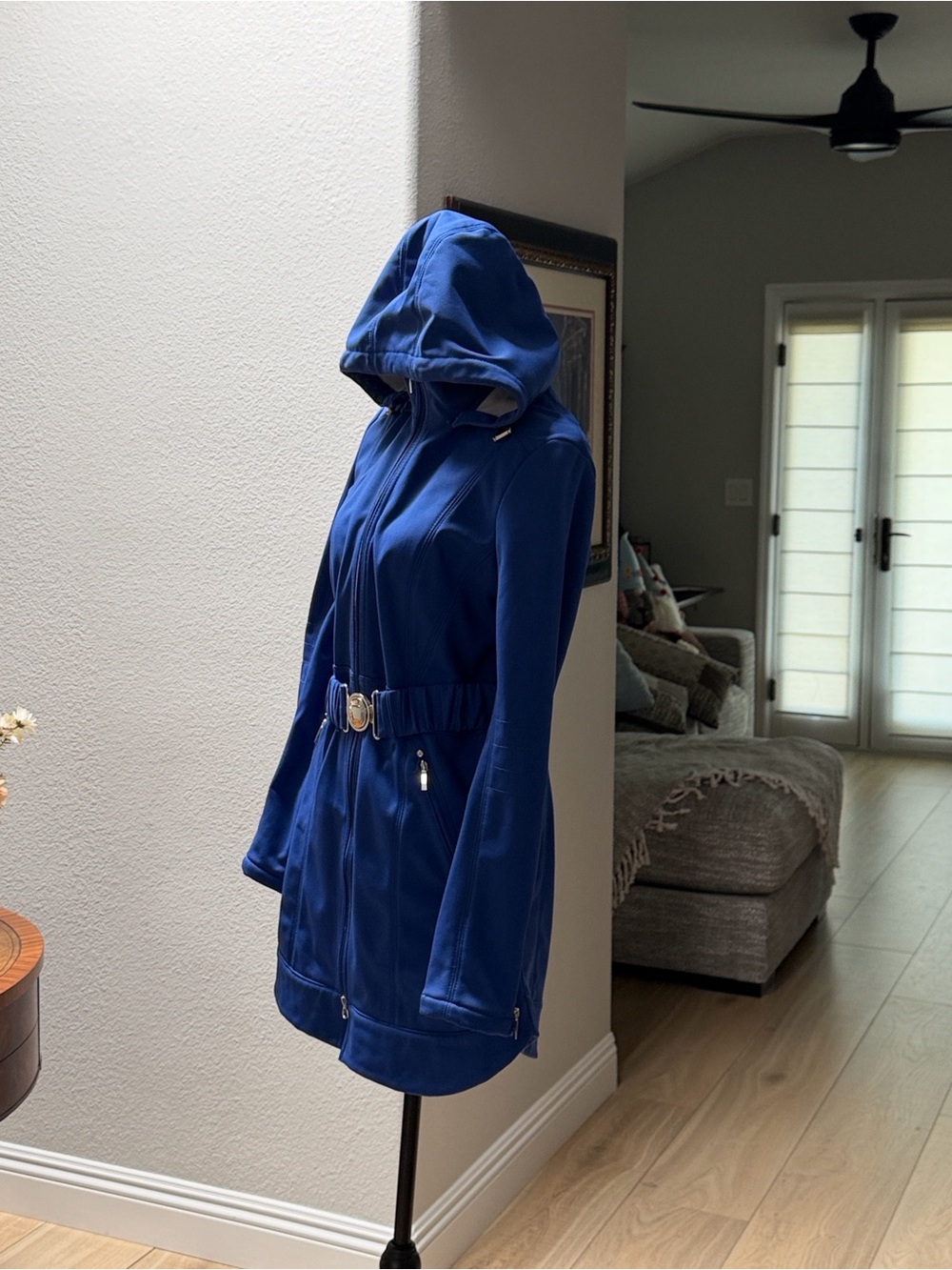 Laundry By Shelli Segal Royal Blue Hooded Zip Jacket with Belted Waist